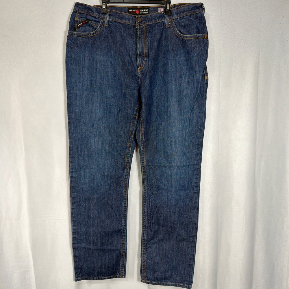 Ariat FR Jeans M4 Low Rise Boot Cut 44x38 Flame Resistant Workwear Blue Men